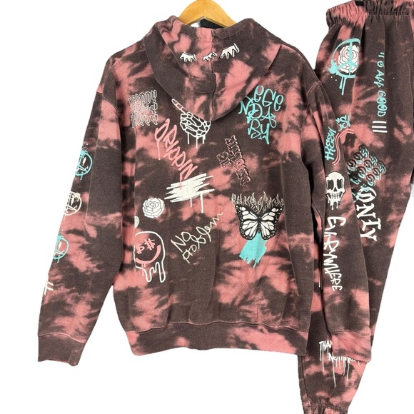 EUC Eighty Eight Brand Men’s Graffiti Graphic Hoodie & Jogger Sweat Set Sz Large - Picture 10 of 15